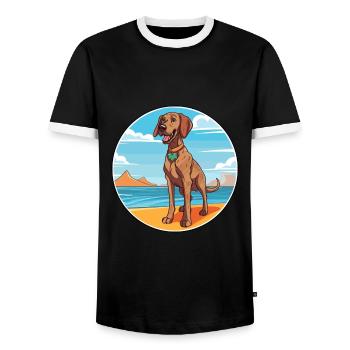 Plott Hund Rasse Cartoon Kawaii Clipart Hund - Männer Kontrast-T-Shirt - Schwarz/Weiß - Vorne - AI Model Female 172 light (172cm) & AI Model Male 178 light (178cm)