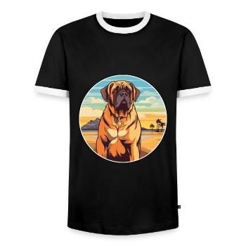 Transmontano Mastiff Race Chien Cartoon Kawaii Chien - T-shirt contrasté Homme - noir/blanc - Devant - AI Model Female 172 light (172cm) & AI Model Male 178 light (178cm)
