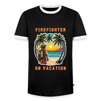 Pompier en vacances - T-shirt contrasté Homme - noir/blanc - Devant - AI Model Female 172 light (172cm) & AI Model Male 178 light (178cm)