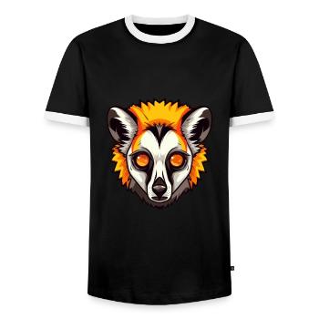Lemur Colorful Watercolor Cartoon Kawaii Animal - Men's Ringer Shirt - black/white - Front - AI Model Female 172 light (172cm) & AI Model Male 178 light (178cm)