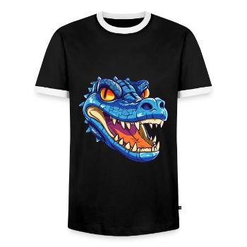 Krokodil bunte Aquarell-Karikatur Kawaii Anima - Männer Kontrast-T-Shirt - Schwarz/Weiß - Vorne - AI Model Female 172 light (172cm) & AI Model Male 178 light (178cm)