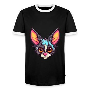 Aye Aye Bunte Aquarell-Karikatur Kawaii-Tier - Männer Kontrast-T-Shirt - Schwarz/Weiß - Vorne - AI Model Female 172 light (172cm) & AI Model Male 178 light (178cm)