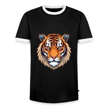 Tiger Buntes Aquarell Cartoon Kawaii Tier - Männer Kontrast-T-Shirt - Schwarz/Weiß - Vorne - AI Model Female 172 light (172cm) & AI Model Male 178 light (178cm)