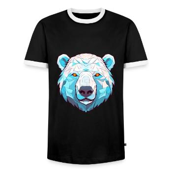 Ours Polaire Aquarelle Colorée Dessin Animé Kawaii Anim - T-shirt contrasté Homme - noir/blanc - Devant - AI Model Female 172 light (172cm) & AI Model Male 178 light (178cm)