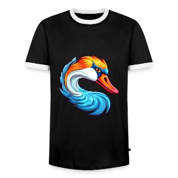 Schwan Buntes Aquarell Cartoon Kawaii Tier - Männer Kontrast-T-Shirt - Schwarz/Weiß - Vorne - AI Model Female 172 light (172cm) & AI Model Male 178 light (178cm)
