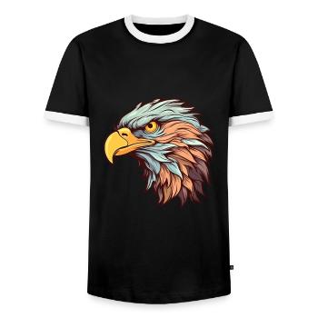 Adler Buntes Aquarell Cartoon Kawaii Tier - Männer Kontrast-T-Shirt - Schwarz/Weiß - Vorne - AI Model Female 172 light (172cm) & AI Model Male 178 light (178cm)