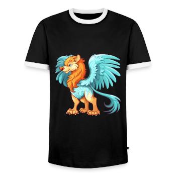 Griffon Aquarelle Colorée Dessin Animé Kawaii Animal - T-shirt contrasté Homme - noir/blanc - Devant - AI Model Female 172 light (172cm) & AI Model Male 178 light (178cm)