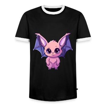 Bat Colorful Watercolor Cartoon Kawaii Animal - Men's Ringer Shirt - black/white - Front - AI Model Female 172 light (172cm) & AI Model Male 178 light (178cm)