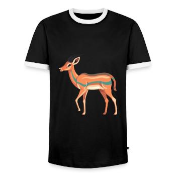 Impala Buntes Aquarell Cartoon Kawaii Tier - Männer Kontrast-T-Shirt - Schwarz/Weiß - Vorne - AI Model Female 172 light (172cm) & AI Model Male 178 light (178cm)