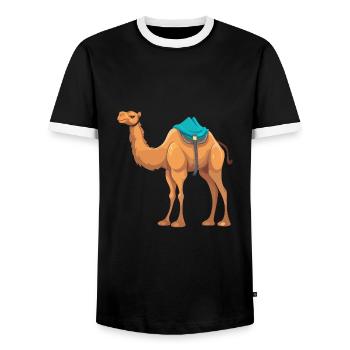 Camel Colorful Watercolor Cartoon Kawaii Animal - Men's Ringer Shirt - black/white - Front - AI Model Female 172 light (172cm) & AI Model Male 178 light (178cm)