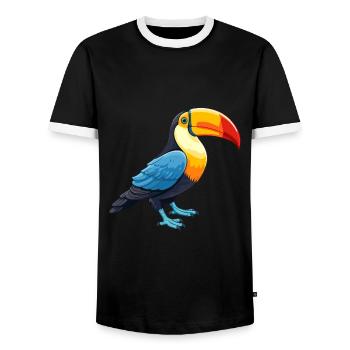 Toucan Colorful Watercolor Cartoon Kawaii Animal - Men's Ringer Shirt - black/white - Front - AI Model Female 172 light (172cm) & AI Model Male 178 light (178cm)