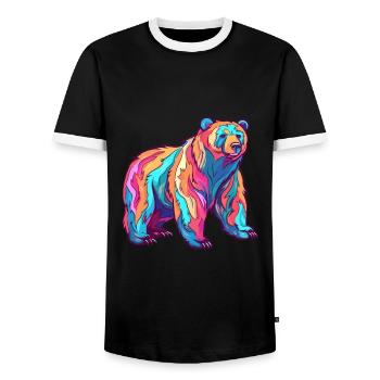 Bär buntes Aquarell Cartoon Kawaii Tier - Männer Kontrast-T-Shirt - Schwarz/Weiß - Vorne - AI Model Female 172 light (172cm) & AI Model Male 178 light (178cm)