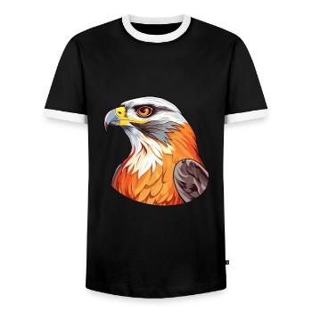 Falcon Colorful Watercolor Cartoon Kawaii Animal - Men's Ringer Shirt - black/white - Front - AI Model Female 172 light (172cm) & AI Model Male 178 light (178cm)