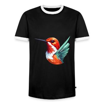 Humming Bird Colorful Watercolor Cartoon Kawaii An - Men's Ringer Shirt - black/white - Front - AI Model Female 172 light (172cm) & AI Model Male 178 light (178cm)