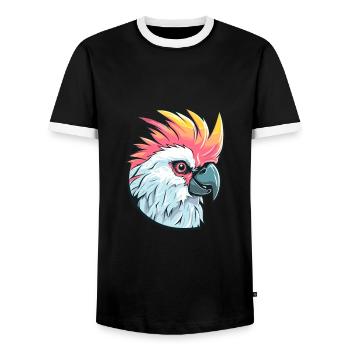 Kakadu Buntes Aquarell Cartoon Kawaii Tier - Männer Kontrast-T-Shirt - Schwarz/Weiß - Vorne - AI Model Female 172 light (172cm) & AI Model Male 178 light (178cm)