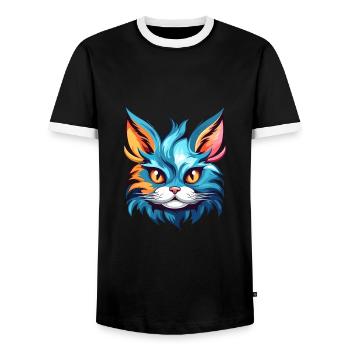 Kitten Colorful Watercolor Cartoon Kawaii Animal - Men's Ringer Shirt - black/white - Front - AI Model Female 172 light (172cm) & AI Model Male 178 light (178cm)