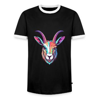 Oryx Aquarelle Colorée Dessin Animé Kawaii Animal - T-shirt contrasté Homme - noir/blanc - Devant - AI Model Female 172 light (172cm) & AI Model Male 178 light (178cm)