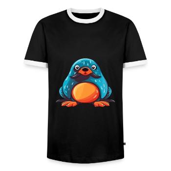 Mole Colorful Watercolor Cartoon Kawaii Animal - Men's Ringer Shirt - black/white - Front - AI Model Female 172 light (172cm) & AI Model Male 178 light (178cm)
