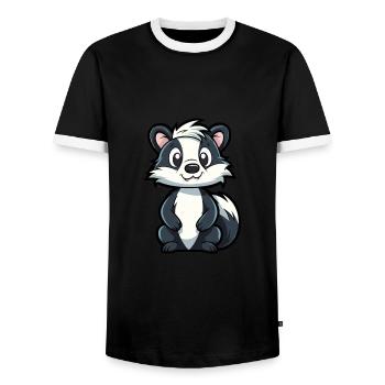 Skunk Mignon Dessin Animé Kawaii Aquarelle Animal De Compagnie - T-shirt contrasté Homme - noir/blanc - Devant - AI Model Female 172 light (172cm) & AI Model Male 178 light (178cm)