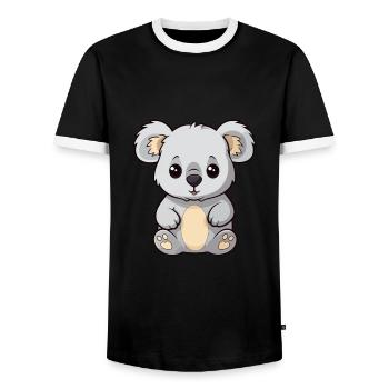 Koala Cute Cartoon Kawaii Watercolor Animal Pet - Men's Ringer Shirt - black/white - Front - AI Model Female 172 light (172cm) & AI Model Male 178 light (178cm)