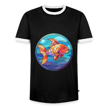 Fisch Buntes Glas Bunte Karikatur Kawaii Tier - Männer Kontrast-T-Shirt - Schwarz/Weiß - Vorne - AI Model Female 172 light (172cm) & AI Model Male 178 light (178cm)