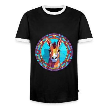 Esel Buntes Glas Bunte Karikatur Kawaii Anima - Männer Kontrast-T-Shirt - Schwarz/Weiß - Vorne - AI Model Female 172 light (172cm) & AI Model Male 178 light (178cm)
