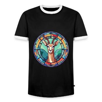 Impala Buntglas Bunte Karikatur Kawaii Anima - Männer Kontrast-T-Shirt - Schwarz/Weiß - Vorne - AI Model Female 172 light (172cm) & AI Model Male 178 light (178cm)