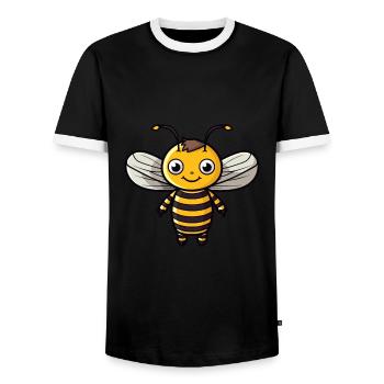 Abeille mignon dessin animé kawaii aquarelle animal animal de compagnie - T-shirt contrasté Homme - noir/blanc - Devant - AI Model Female 172 light (172cm) & AI Model Male 178 light (178cm)