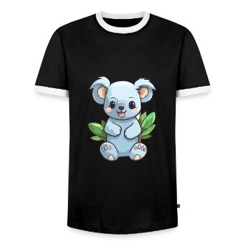 Koala Cute Cartoon Kawaii Watercolor Animal Pet - Men's Ringer Shirt - black/white - Front - AI Model Female 172 light (172cm) & AI Model Male 178 light (178cm)