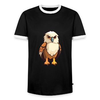 Hawk Cute Cartoon Kawaii Watercolor Animal Pet - Men's Ringer Shirt - black/white - Front - AI Model Female 172 light (172cm) & AI Model Male 178 light (178cm)