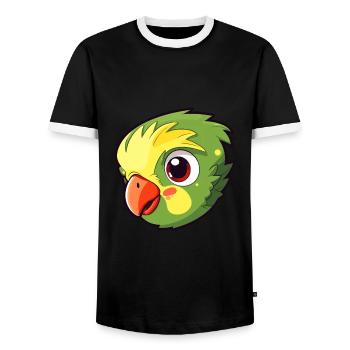 Papagei Niedlich Glücklich Kawaii Cartoon Clipart Tier - Männer Kontrast-T-Shirt - Schwarz/Weiß - Vorne - AI Model Female 172 light (172cm) & AI Model Male 178 light (178cm)
