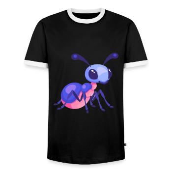 Fourmi mignon heureux kawaii dessin animé Clipart Animal - T-shirt contrasté Homme - noir/blanc - Devant - AI Model Female 172 light (172cm) & AI Model Male 178 light (178cm)