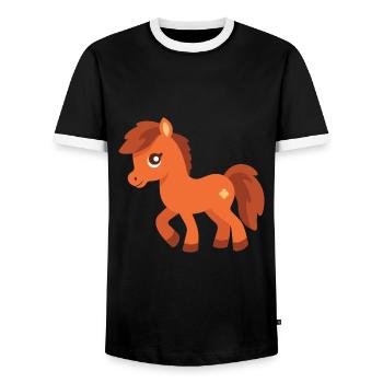 pferd niedlich glücklich kawaii cartoon clipart tier - Männer Kontrast-T-Shirt - Schwarz/Weiß - Vorne - AI Model Female 172 light (172cm) & AI Model Male 178 light (178cm)