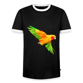 Papagei Niedlich Glücklich Kawaii Cartoon Clipart Tier - Männer Kontrast-T-Shirt - Schwarz/Weiß - Vorne - AI Model Female 172 light (172cm) & AI Model Male 178 light (178cm)