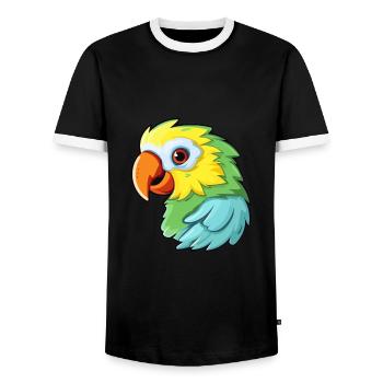 Papagei Niedlich Glücklich Kawaii Cartoon Clipart Tier - Männer Kontrast-T-Shirt - Schwarz/Weiß - Vorne - AI Model Female 172 light (172cm) & AI Model Male 178 light (178cm)