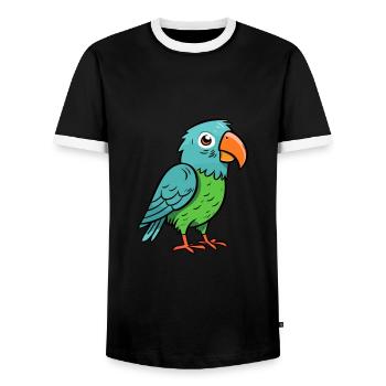 Papagei Niedlich Glücklich Kawaii Cartoon Clipart Tier - Männer Kontrast-T-Shirt - Schwarz/Weiß - Vorne - AI Model Female 172 light (172cm) & AI Model Male 178 light (178cm)