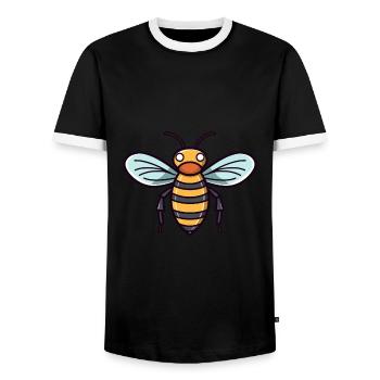 Abeille mignon heureux kawaii dessin animé Clipart Animal - T-shirt contrasté Homme - noir/blanc - Devant - AI Model Female 172 light (172cm) & AI Model Male 178 light (178cm)