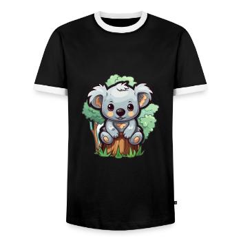 Koala Cute Happy Kawaii Cartoon Clipart Animal - Men's Ringer Shirt - black/white - Front - AI Model Female 172 light (172cm) & AI Model Male 178 light (178cm)