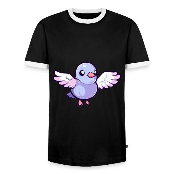 Taube Niedlich Glücklich Kawaii Cartoon Clipart Tier - Männer Kontrast-T-Shirt - Schwarz/Weiß - Vorne - AI Model Female 172 light (172cm) & AI Model Male 178 light (178cm)