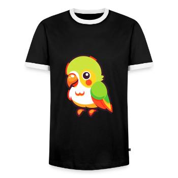 Papagei süßes glückliches Kawaii Cartoon Clipart Tier - Männer Kontrast-T-Shirt - Schwarz/Weiß - Vorne - AI Model Female 172 light (172cm) & AI Model Male 178 light (178cm)