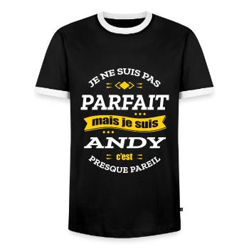 ANDY PARFAIT - PRENOM ANDY - T-shirt contrasté Homme - noir/blanc - Devant - AI Model Female 172 light (172cm) & AI Model Male 178 light (178cm)