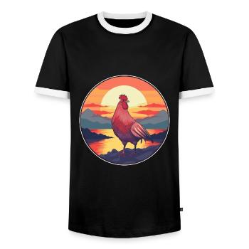 Huhn buntes Aquarell Cartoon Kawaii Tier - Männer Kontrast-T-Shirt - Schwarz/Weiß - Vorne - AI Model Female 172 light (172cm) & AI Model Male 178 light (178cm)