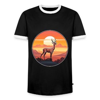 Impala Buntes Aquarell Cartoon Kawaii Tier - Männer Kontrast-T-Shirt - Schwarz/Weiß - Vorne - AI Model Female 172 light (172cm) & AI Model Male 178 light (178cm)