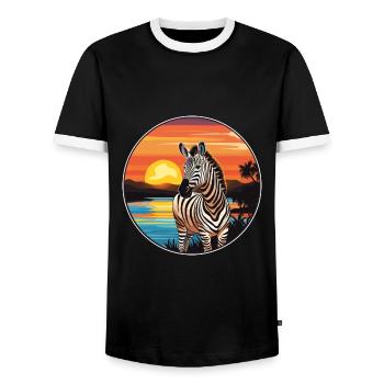 Zebra buntes Aquarell Cartoon Kawaii Tier - Männer Kontrast-T-Shirt - Schwarz/Weiß - Vorne - AI Model Female 172 light (172cm) & AI Model Male 178 light (178cm)