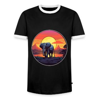 Éléphant Aquarelle Colorée Dessin Animé Kawaii Animal - T-shirt contrasté Homme - noir/blanc - Devant - AI Model Female 172 light (172cm) & AI Model Male 178 light (178cm)