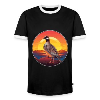 Rebhuhn Buntes Aquarell Cartoon Kawaii Haustier - Männer Kontrast-T-Shirt - Schwarz/Weiß - Vorne - AI Model Female 172 light (172cm) & AI Model Male 178 light (178cm)