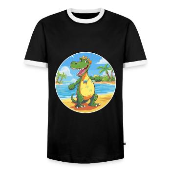 Crocodile Watercolor Cartoon Kawaii Clipart Animal - Men's Ringer Shirt - black/white - Front - AI Model Female 172 light (172cm) & AI Model Male 178 light (178cm)
