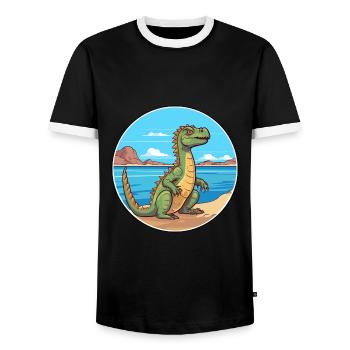 Basilisk Aquarell Cartoon Kawaii Clipart Tier - Männer Kontrast-T-Shirt - Schwarz/Weiß - Vorne - AI Model Female 172 light (172cm) & AI Model Male 178 light (178cm)