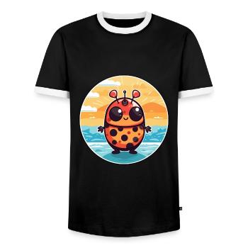 Ladybug Watercolor Cartoon Kawaii Clipart Animal - Men's Ringer Shirt - black/white - Front - AI Model Female 172 light (172cm) & AI Model Male 178 light (178cm)