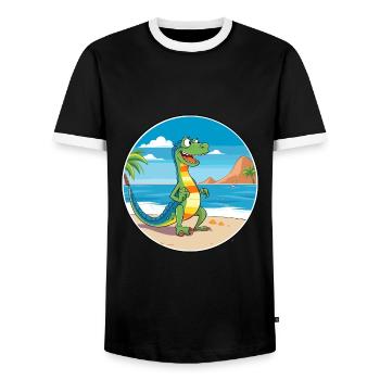 Lizard Watercolor Cartoon Kawaii Clipart Animal - Men's Ringer Shirt - black/white - Front - AI Model Female 172 light (172cm) & AI Model Male 178 light (178cm)